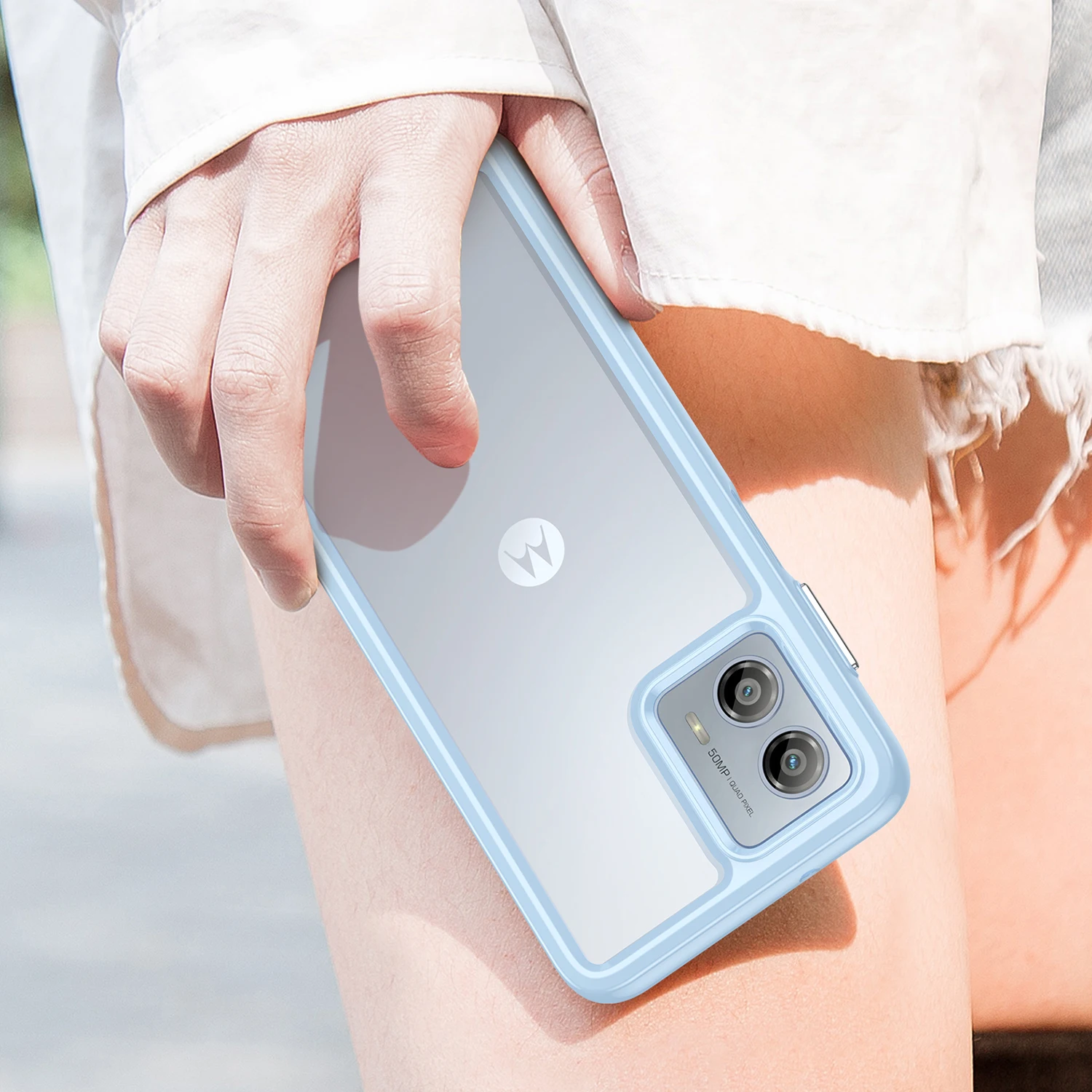 

Прозрачные акриловые чехлы с защитой от падения для Moto G53 5G, силиконовые чехлы из ТПУ для женщин G 53, полная сумка для мобильного телефона Capa