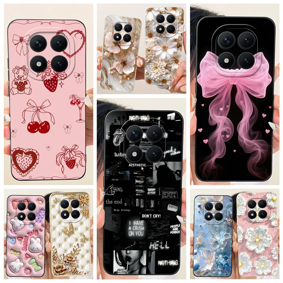 Coque de téléphone de luxe au Design de mode pour Xiaomi Redmi Note 15 15Pro 15 Pro Plus 5G, coque arrière en Silicone souple avec fleur et papillon