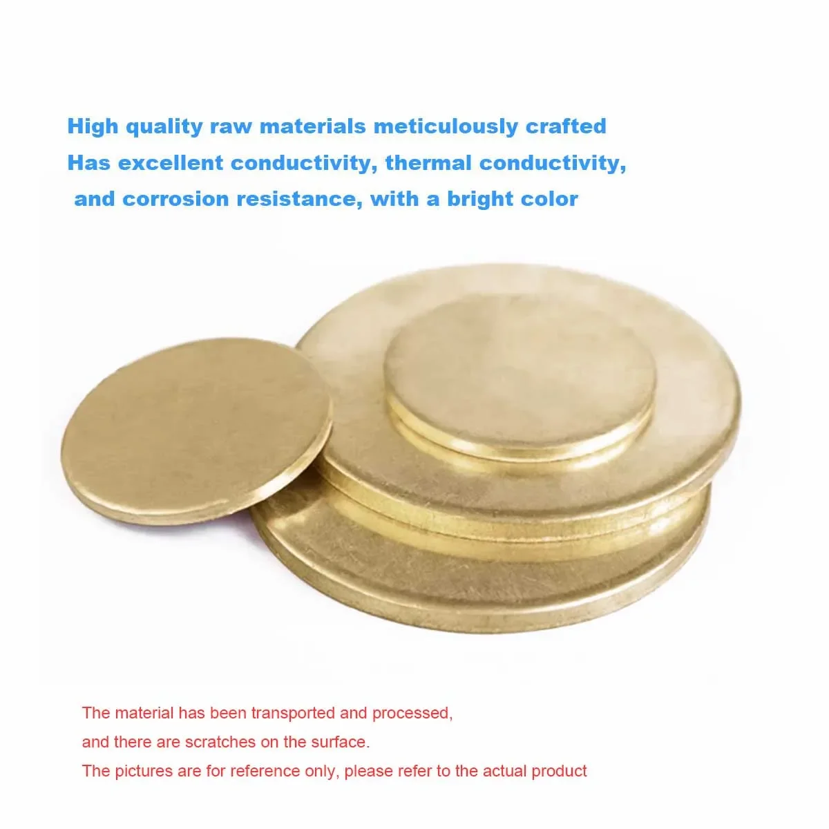 H62 Brass Round Gasket/Solid Round Thin Copper Plate Thickness 0.3/0.5/0.8/1/1.2/1.5/2mm