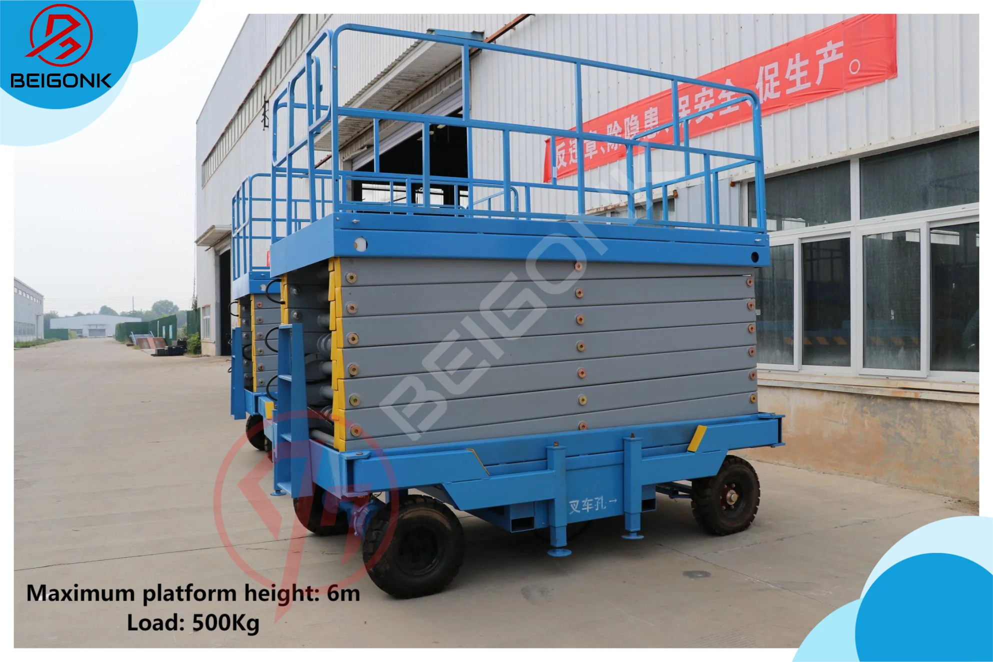 Beigonk 8m Traction Lifting Platform Truck Mobile Scissor Lift Electric Hydraulic Lifting Platform Aerial Working Equipment