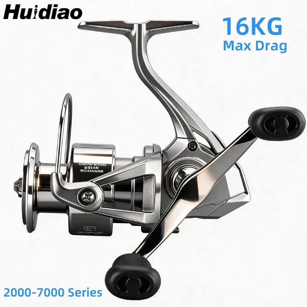 Carrete de Pesca Giratorio Huidiao Stella 2000-7000, 4+1BB, Arrastre Máximo de 16 kg, Doble Manivela, para Agua Dulce y Salada