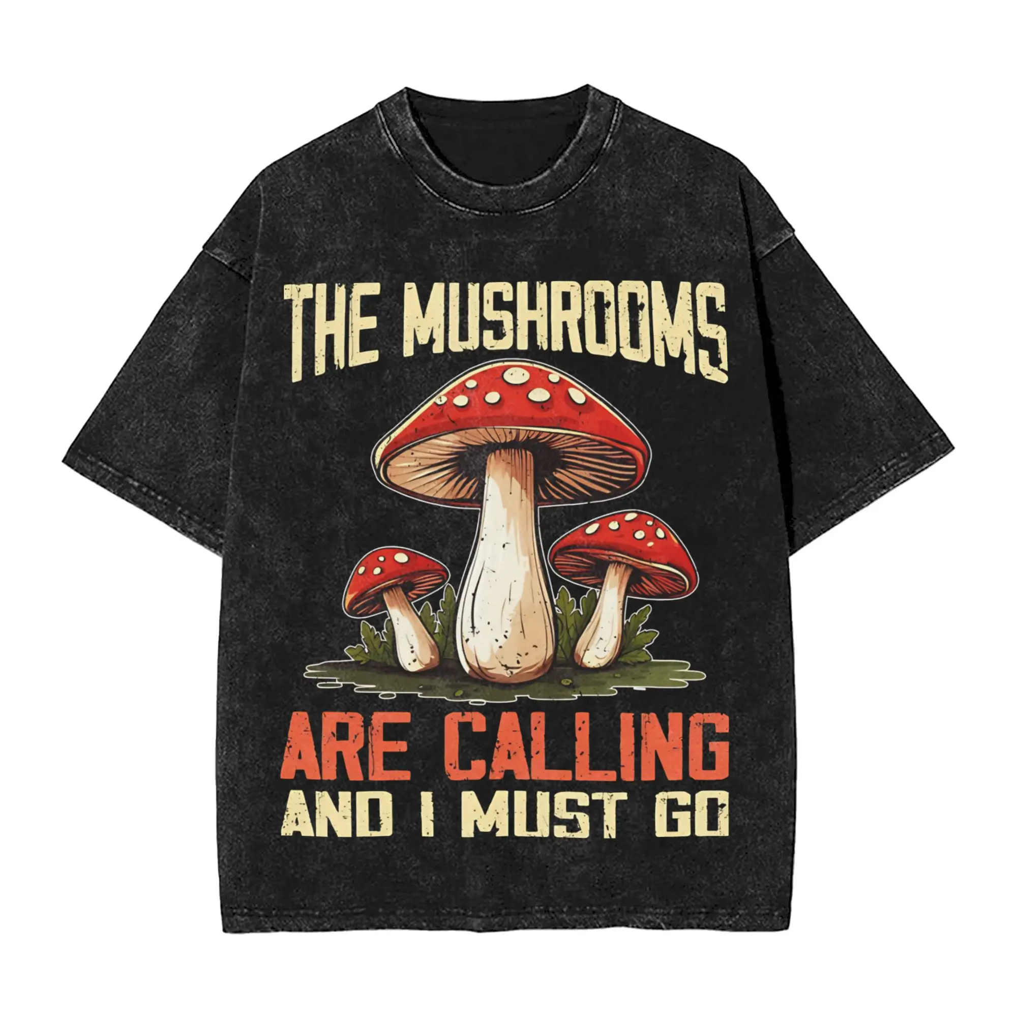 Mushrooms Are Calling T Shirt Hip Hop Washed 100% Cotton T-Shirts  Vintage Men Women Streetwear Graphic Printed Tops Tees