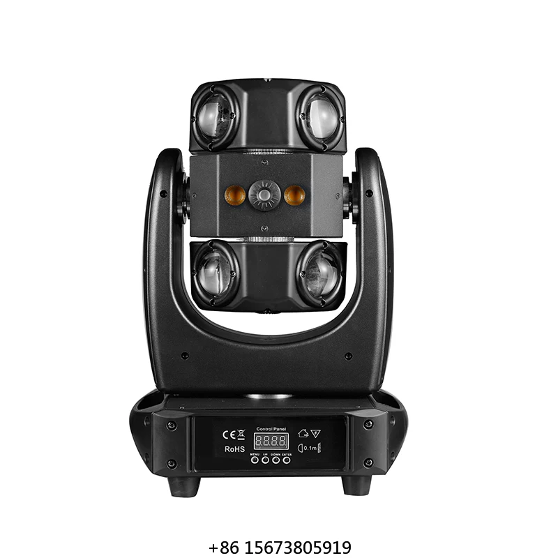 

Светодиодный вращающийся прожектор QSE Lighting для дискотек, DMX512, 4-в-1, с двойной головкой, эффект «Ветряное колесо»