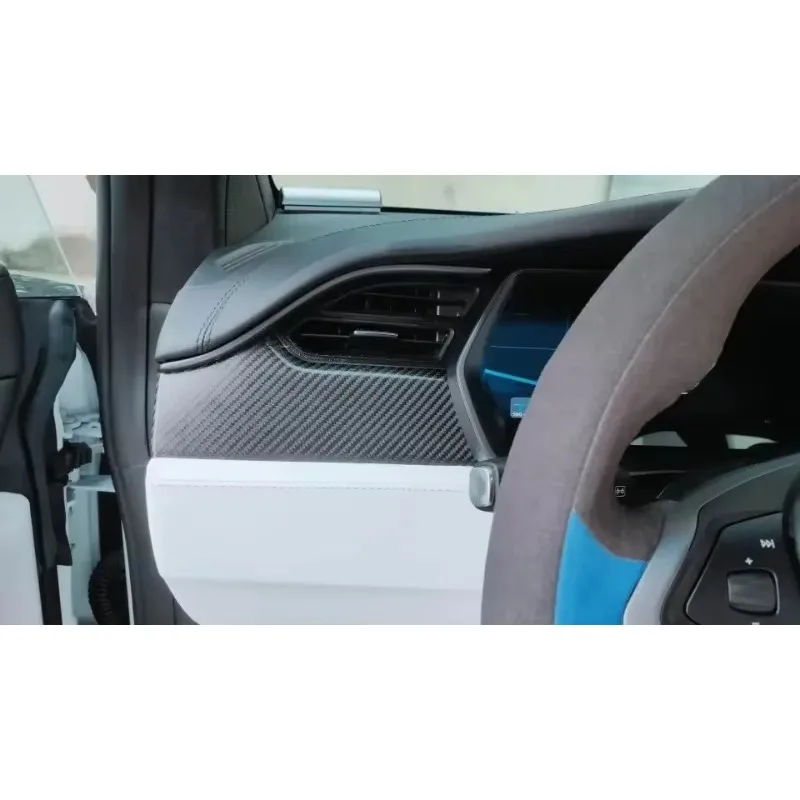 For Tesla Model X S Real Dry carbon fiber marble dashboard left middle trim cover forged Matte interior Mouldings 2014-2020