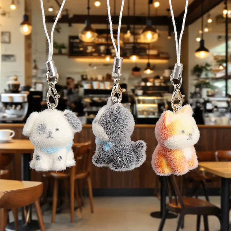 Simpatico ciondolo cane 3D peluche resina mini bambola portachiavi fai da te accessori accessori per telefoni cellulari portachiavi peluche 1 pz