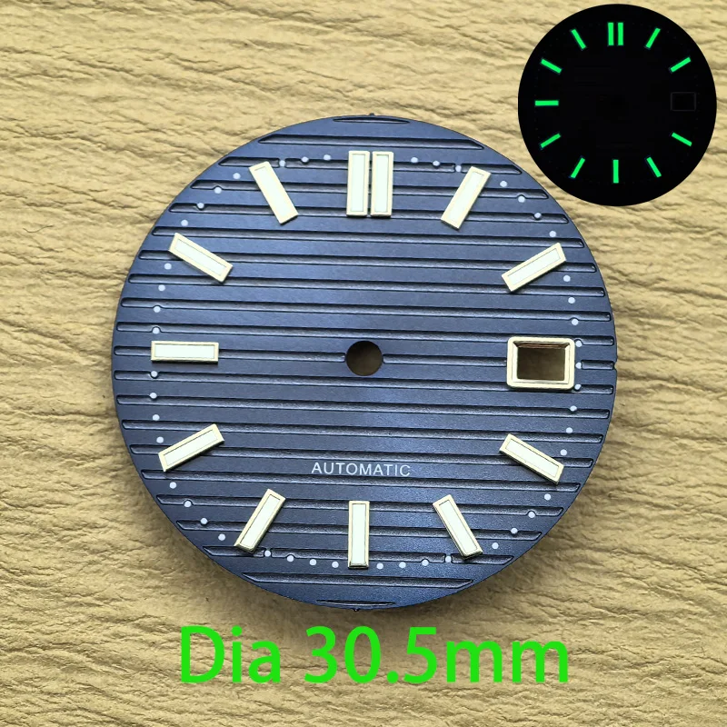Mod NH35 dial 30.5mm Nautilus dial green luminous Watch dial Suitable for NH35 movement watch accessories Watch repair tool