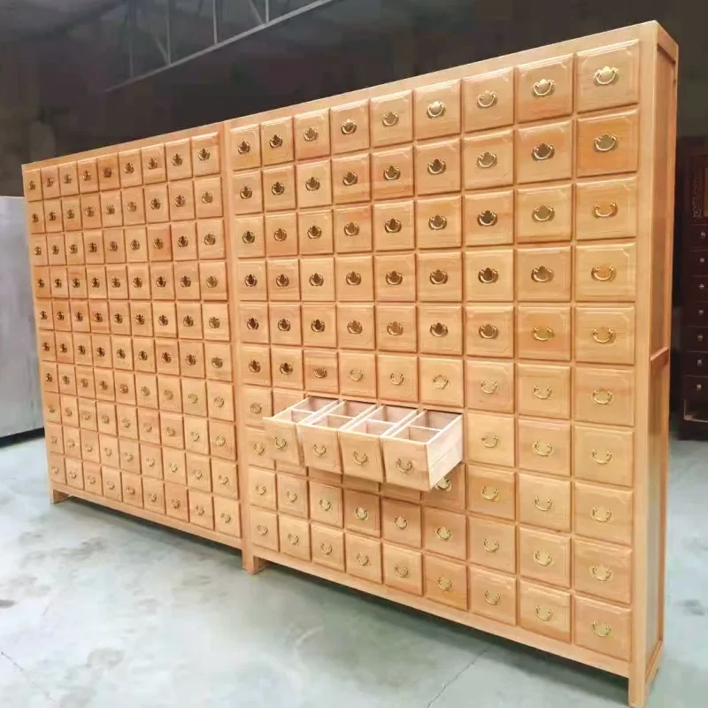 Drawer Medicine Solid Wood Clinic Hospital Customized Bucket Manufacturer Large Capacity Traditional Chinese Medicine Cabinet