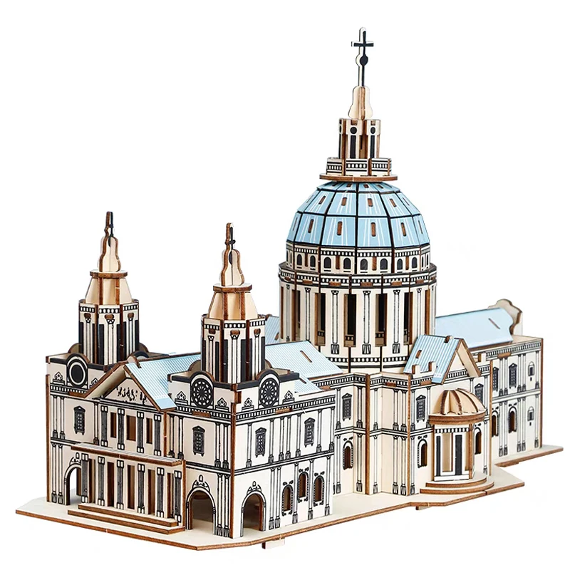 

3D Wooden Puzzle St. Paul's Cathedral DIY Jigsaw Model Educational Toys For Children Kids Gift Russia Architecture Decoration