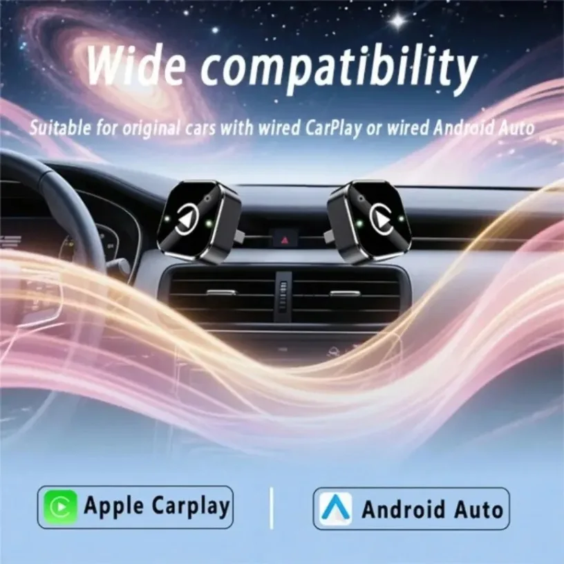MiNi Wireless CarPlay & Android Auto Adapter Universal  Plug & Play USB Dongle for VW, Toyota, Nissan, Honda, Ford, Benz & More
