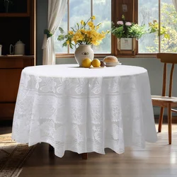 180cm White Butterfly Flower Round Tablecloth Embroidery Cover Wedding Party Events Banquet Hotel Table Cover Dining Table Decor