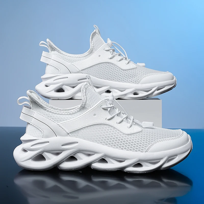 YRZL White Running Shoes Men Sneakers Lightweight Trainers Breathable Walking Shoes Comfortable Athletic Sport Shoes for Men