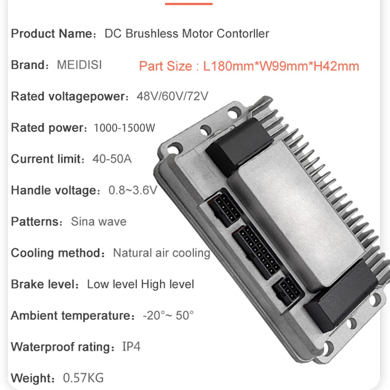 48/60/64/72V 1000/1500W Sinusoidal Wave High-Power Brushless Dc Universal Motor Controller 2/3/4wheel Electric Vehicle Generic