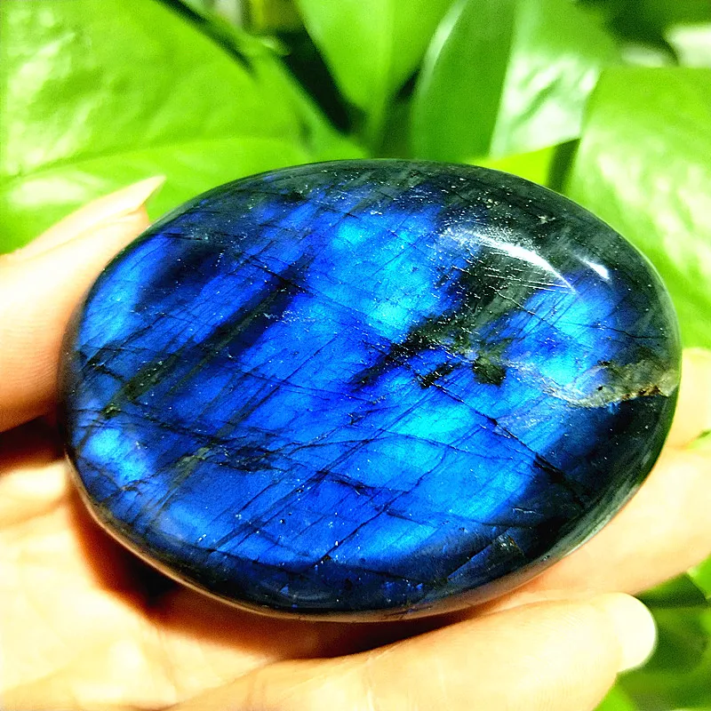 Natural Labradorite Light Crystal Palm Stone feng Shui Room Decor Witchcraft Ornament Labradorita and Spiritual Reiki  Energy