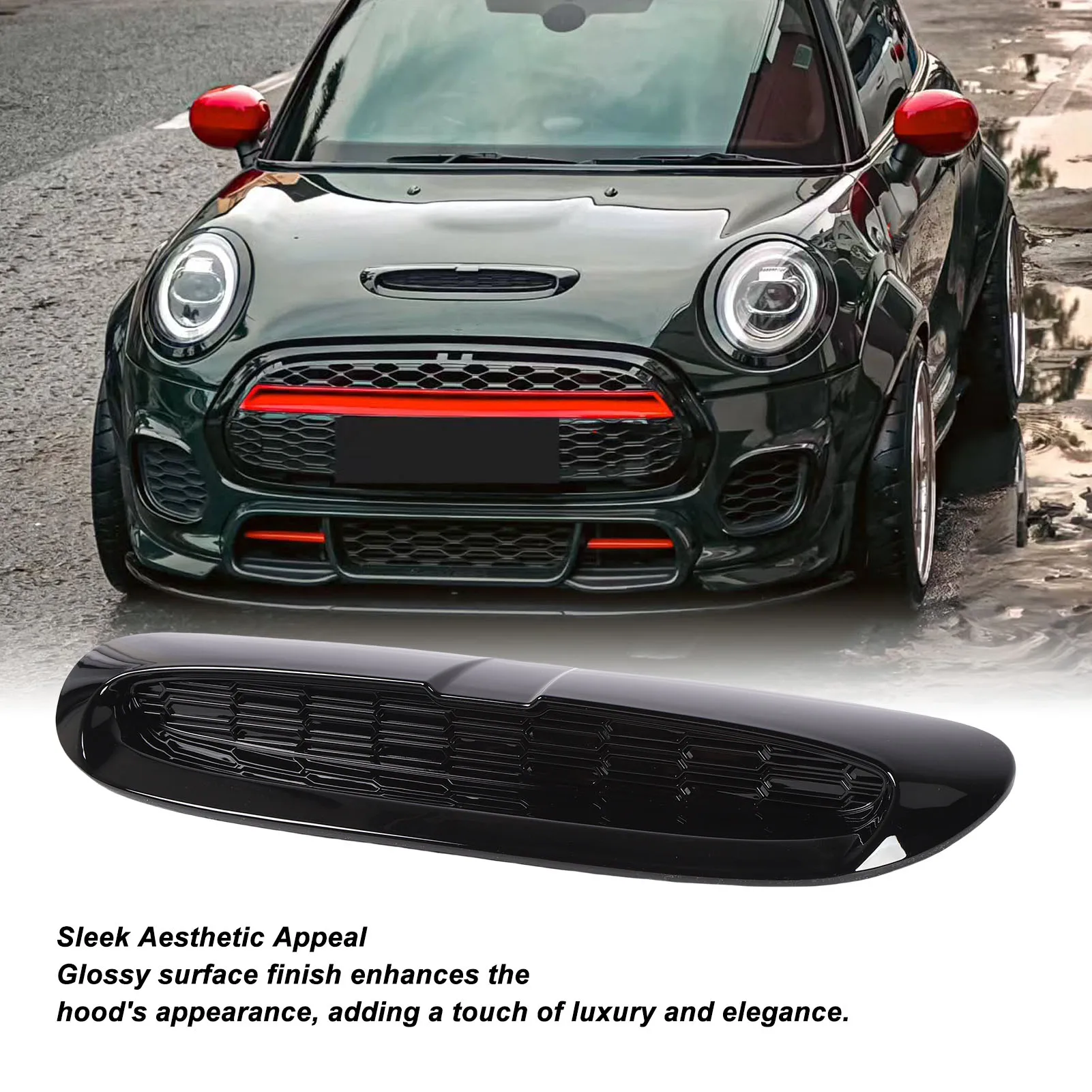 Hood Scoop Decorative ABS Robust Glossy  Bonnet Vent Cover Replacement for  S JCW F54 F55 F56 F57 for Vehicle