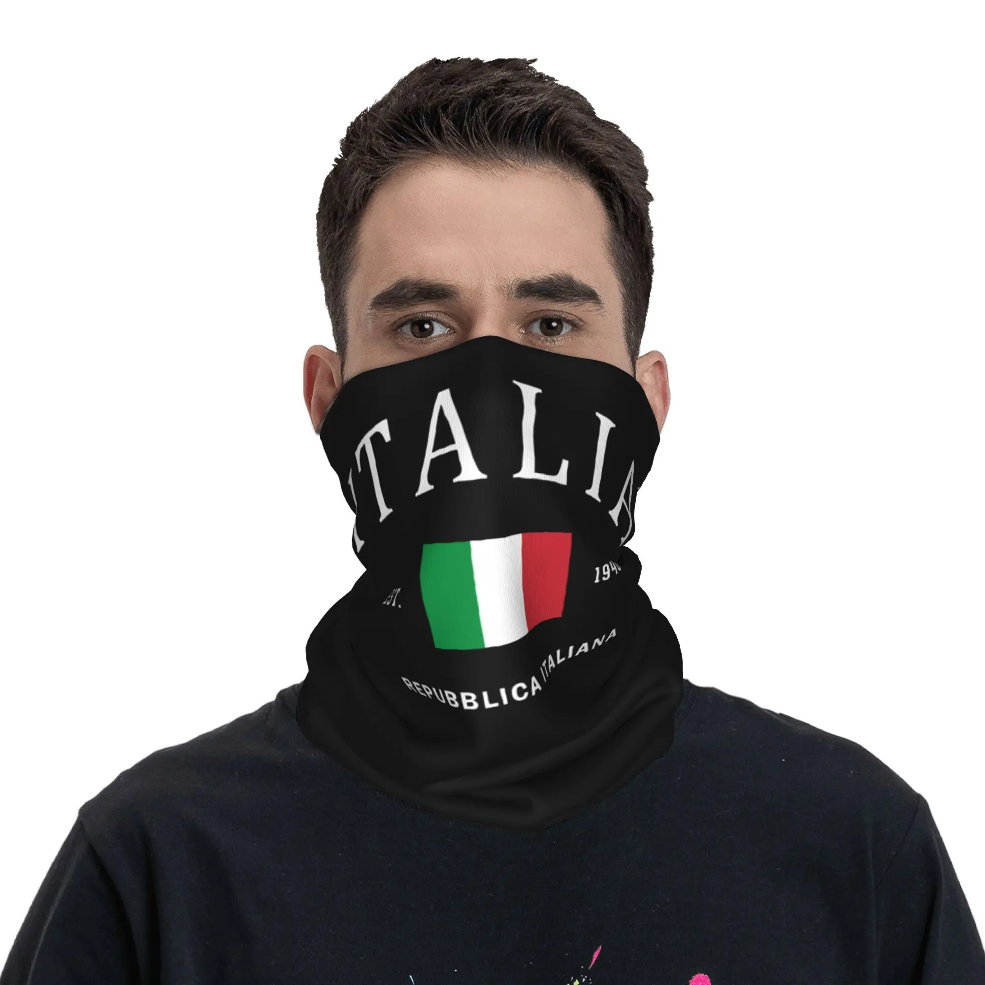 Italy Flag Neck Warmer Gaiter Windproof Hiking Bandana Multi-functional Tube Scarf Italian Patriotic Pride Face Mask Shield
