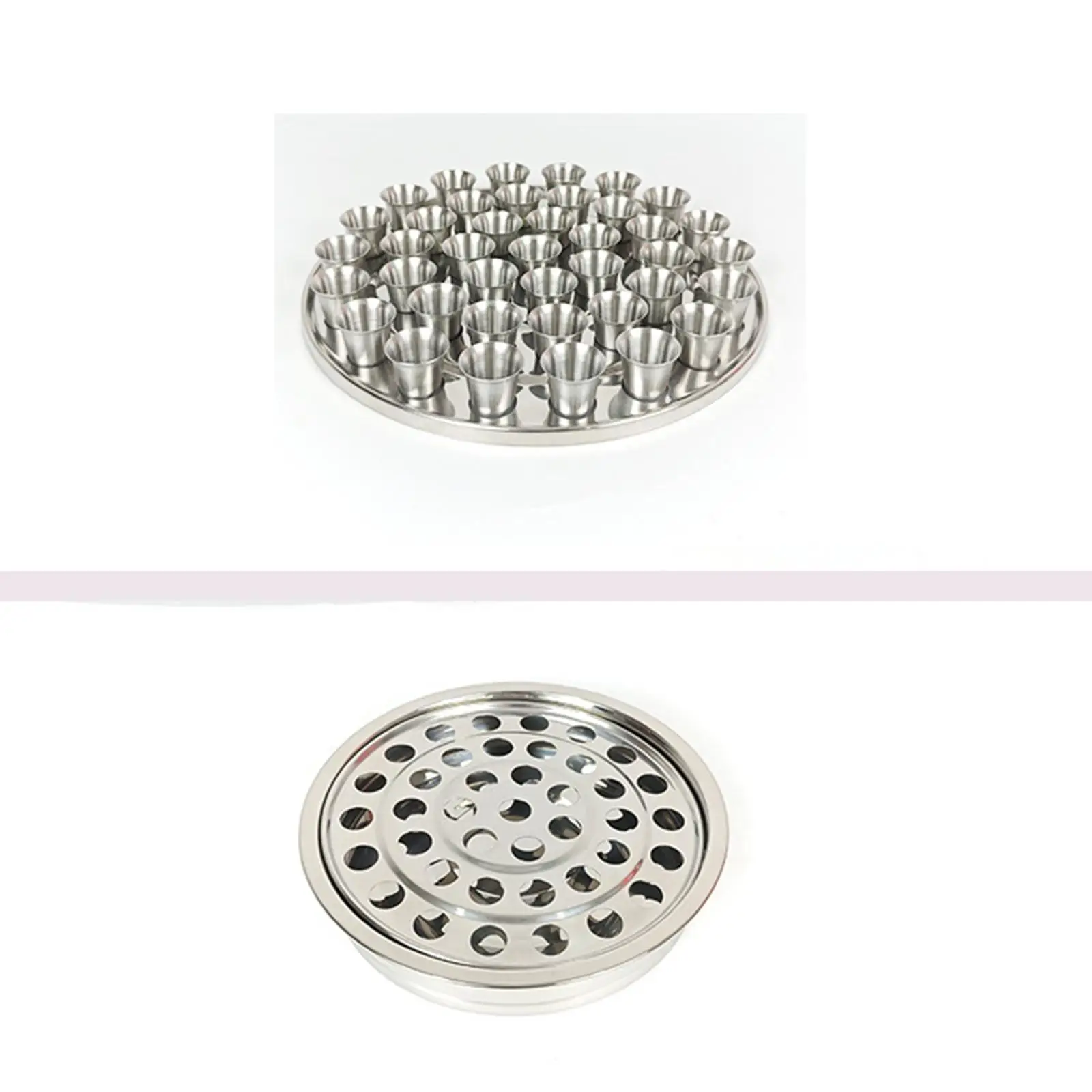 Multi Cup Stainless Steel Communion Tray Easy Handle Church Supplies Plate for Special Events and Services