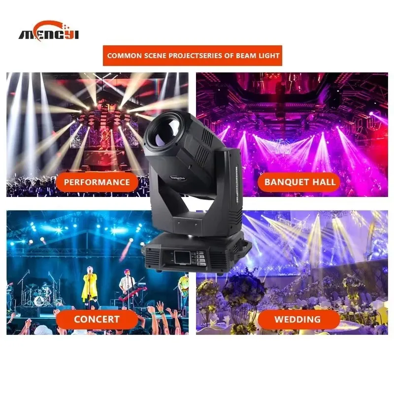 Faisceau lumineux Gobo 3 en 1, 350 watts, faisceau lumineux à tête mobile, barre transparente, éclairage de scène