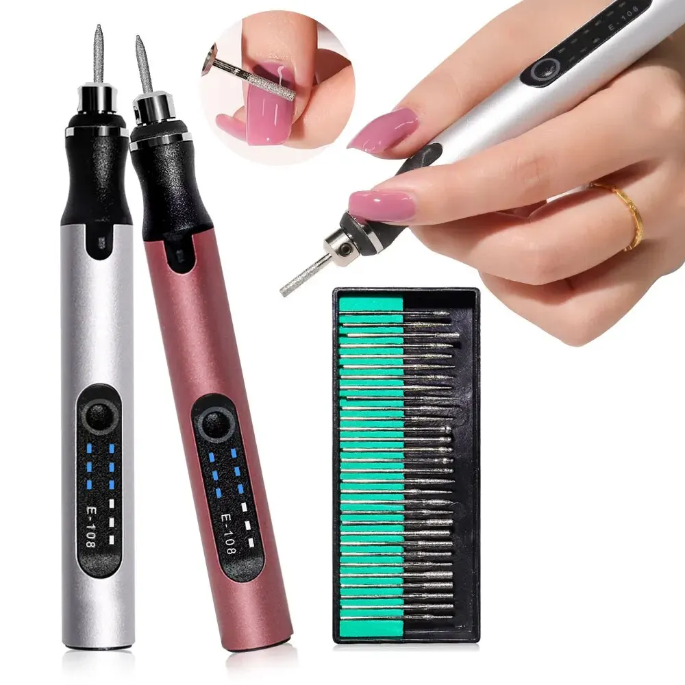 Portable Electric Nail Drill Machine Rechargeable Mini Engraving Pen Kit For Manicure Removing Nail Polish Etching Carve Tool