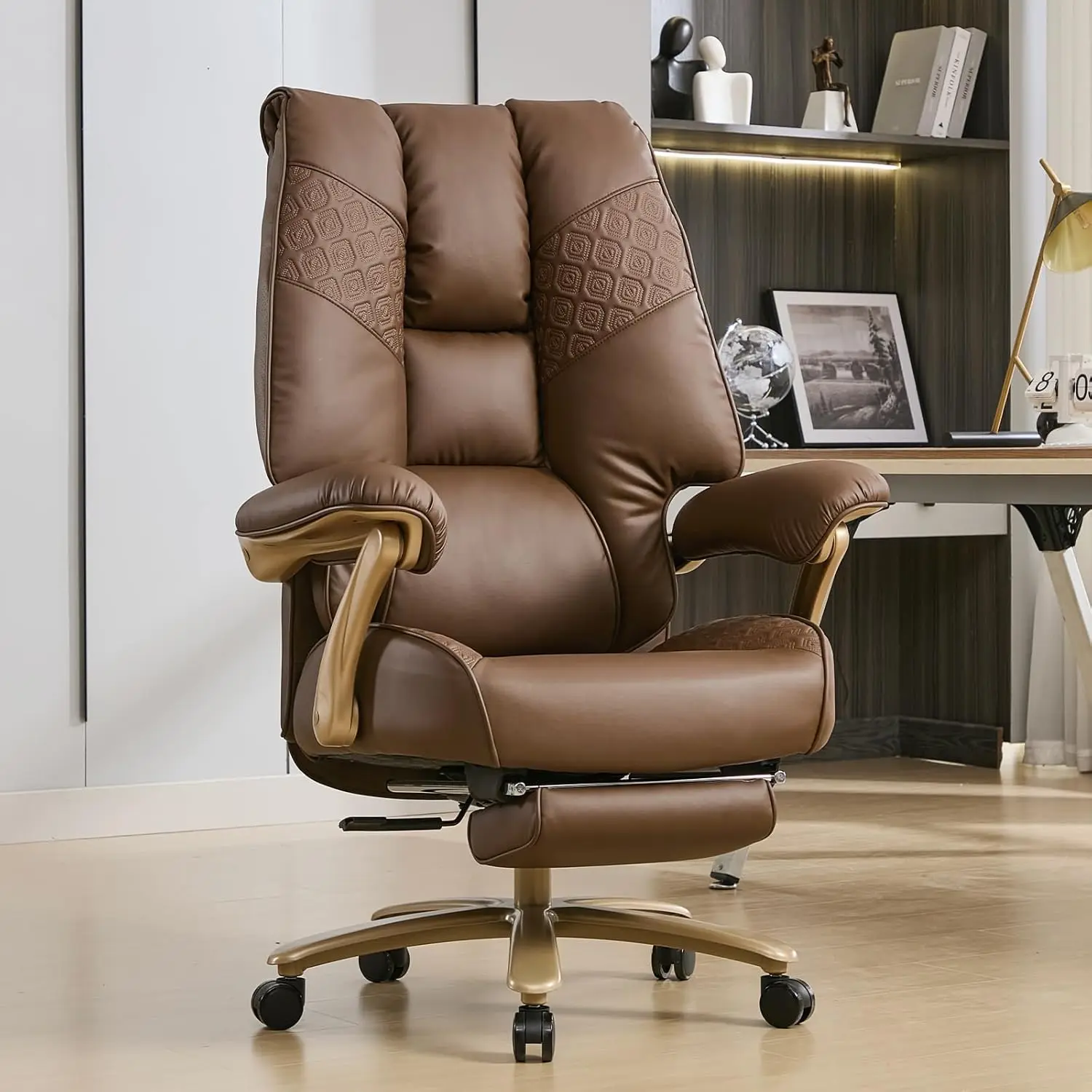 

Big and Tall Executive Office Chair with Footrest, 400LBS Capacity Ergonomic High-Back Desk Office Chair with Lumbar Sup