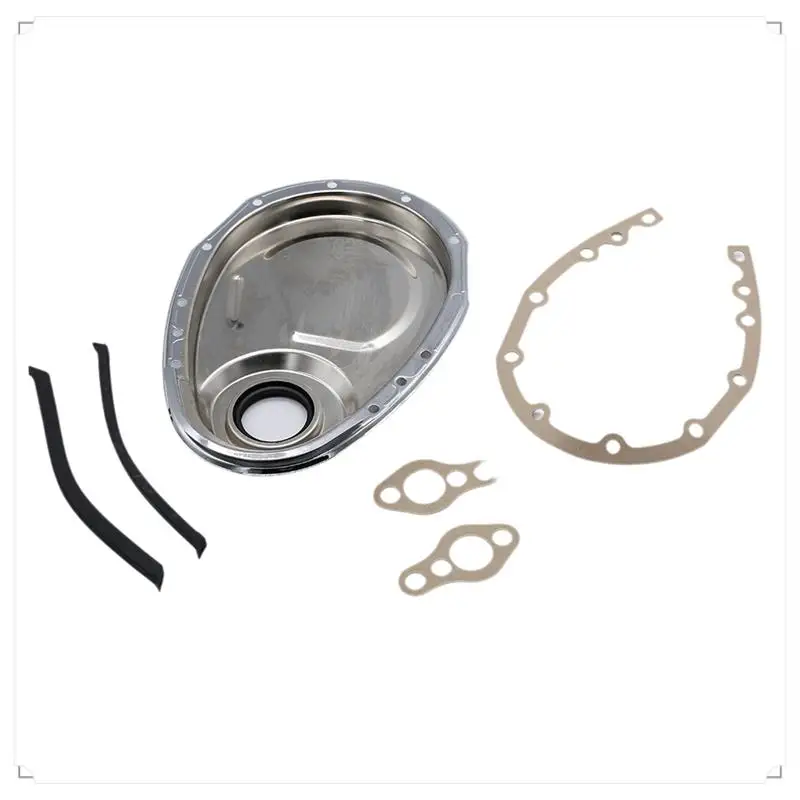 

Chrome SB Chevy Timing Chain Cover Kit 327 350 383 400 SBC Gasket Seal Bolts Set Timing Chain Cover Kit