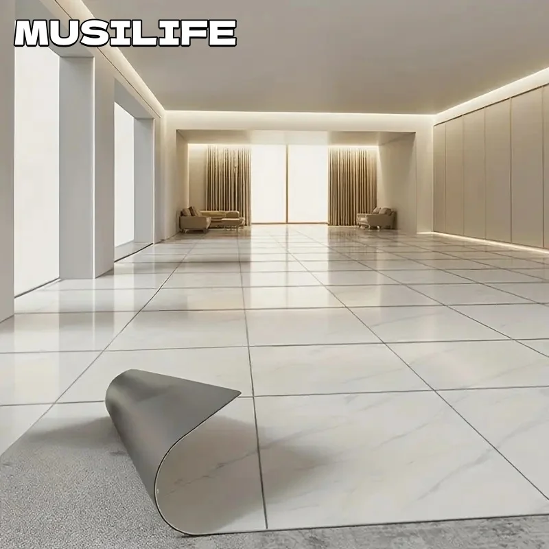 

Marble Peel and Stick Floor Tiles PVC Self-Adhesive Flooring Tiles Waterproof Refurbish for Kitchen Bedroom Living Room Decor