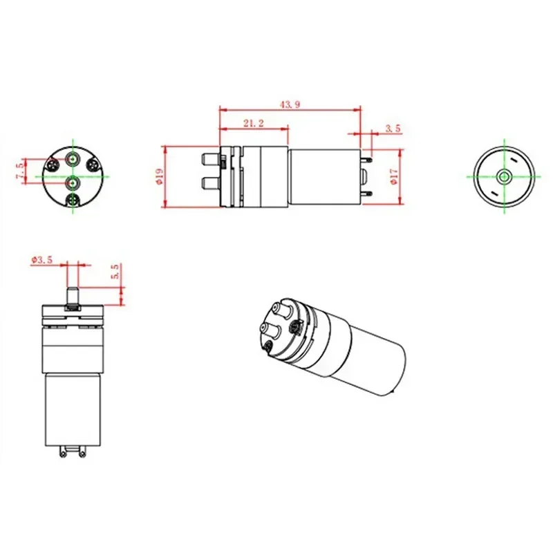 Micro Water Pump DC 3.7V 5V 480ML/min 130 Motor Pump Diaphragm Mini Negative Pressure USB Double hole Electric Water pump