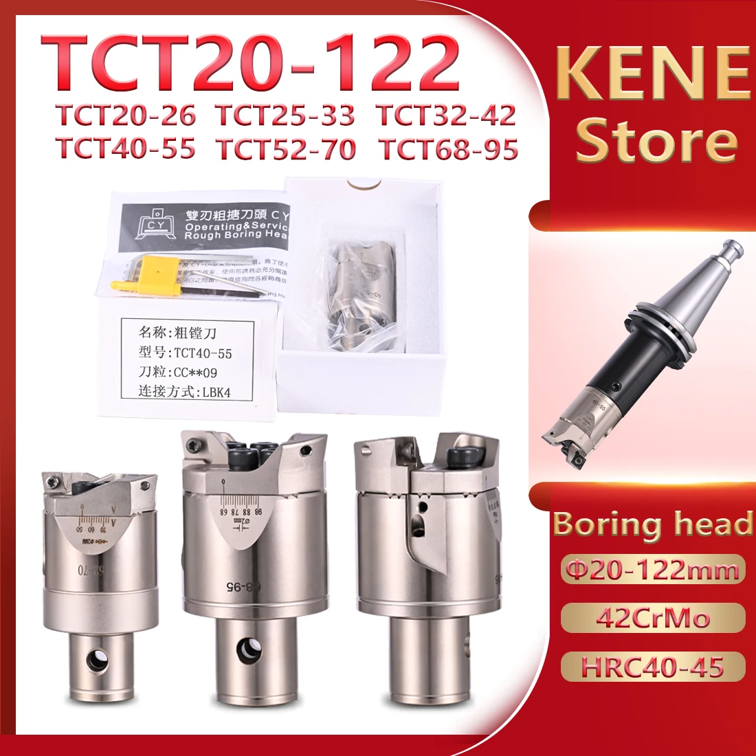 KENE TCT TCT20 TCT25 TCT32 TCT40 TCT52 TCT68 TCT100 boring tool BT40 SK40 HSK63A NT40 MT C20 C25 C32 R8 LBK boring tool holder