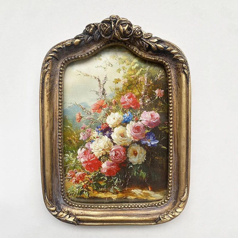 6/7inch Retro Relief Picture Frame Decorative Picture Frame French Sofa Background Wall Semicircular Picture Frame Picture Frame