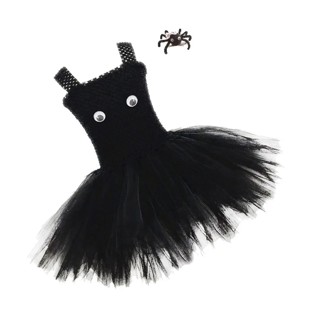 

Halloween Girls Tutu Dress Kids Costume Sleeveless Skirt Tutu Dress With Spider Hair Clip Party Outfits Breathable Material