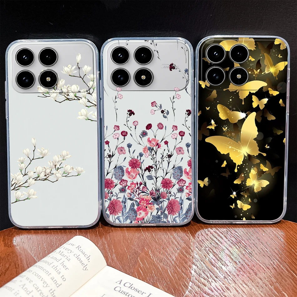 ل Xiaomi Poco F8 Pro جراب هاتف الجمال الزهور لينة سليم بولي TPU غطاء سيليكون شفاف ل Poco F 8 Pro الإسكان خفيفة الوزن