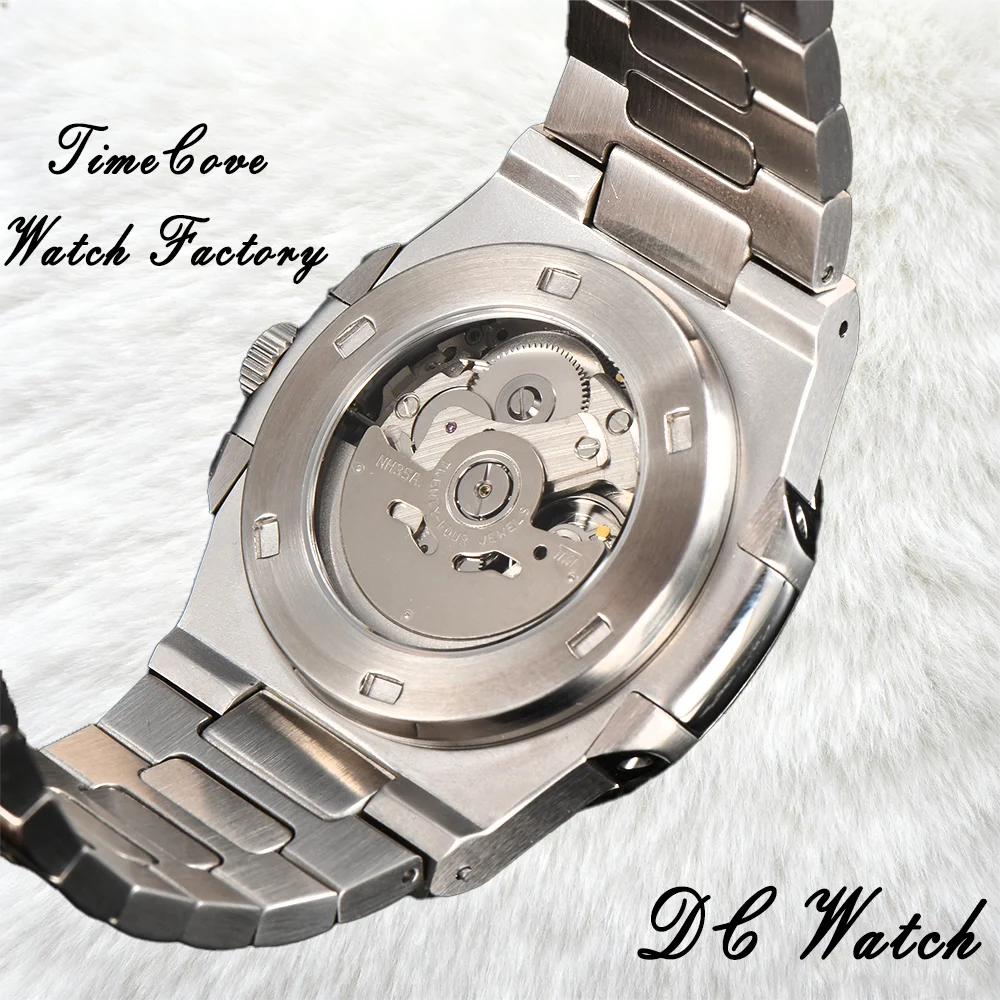Per NH38 Orologio con logo personalizzato Cronografo impermeabile Movimento automatico Orologi Quadrante cavo modificato con coperchio inferiore cavo