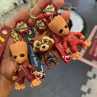 Marvel Guardians of The Galaxy Groot Rocket Raccoon Keychain for Women Men Fans Backpack Bag Accessories Keys Holder Keyring