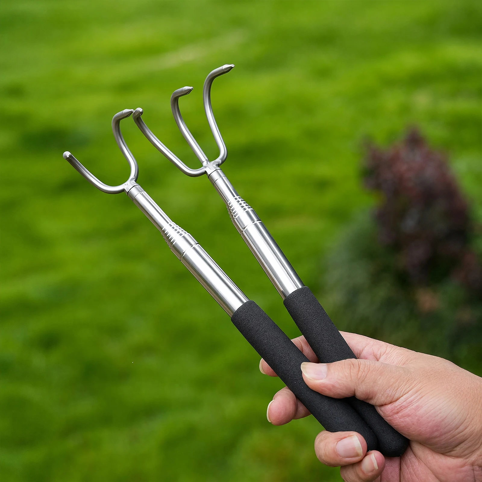 Stainless Steel Compact Mushroom Foraging Picker with Adjustable Handle Adjustable Mushroom Pick Up Tools for Outdoor