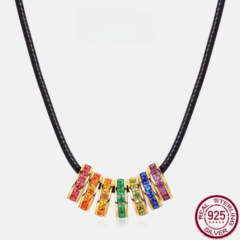 

New S925 Pure Silver Light Luxury Rainbow Bridge Color Zirconia Ring with Silver Inlaid Multi Color Jewelry Wedding Jewelry