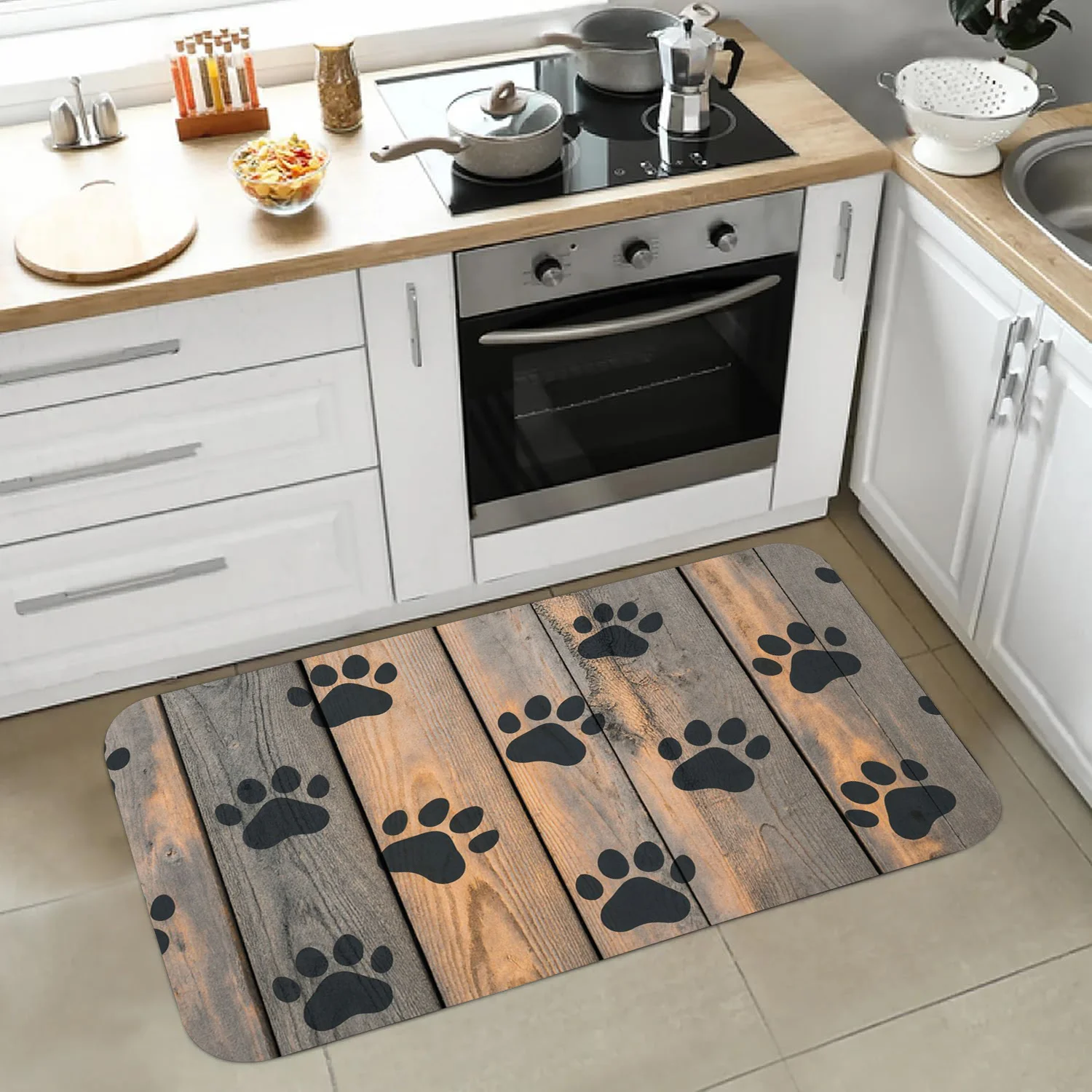 Animal Paw Print Kitchen Hallway Runner Carpet Mat Nature Style Home Decoration Rug Dining Room Entryway Non Slip Floor Mat