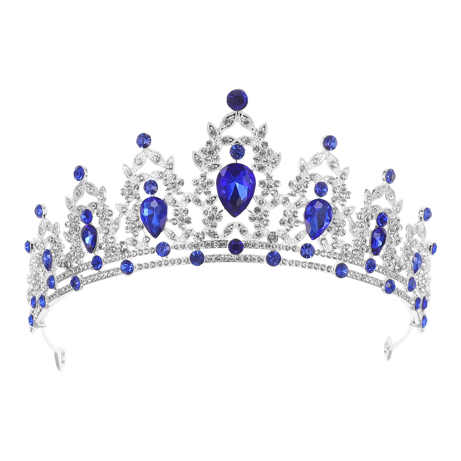 

Baroque Crown Dark Blue Vintage Crystal Tiara For Women Wedding Headwear Bride Birthday Prom Graduation Rhinestone Crown