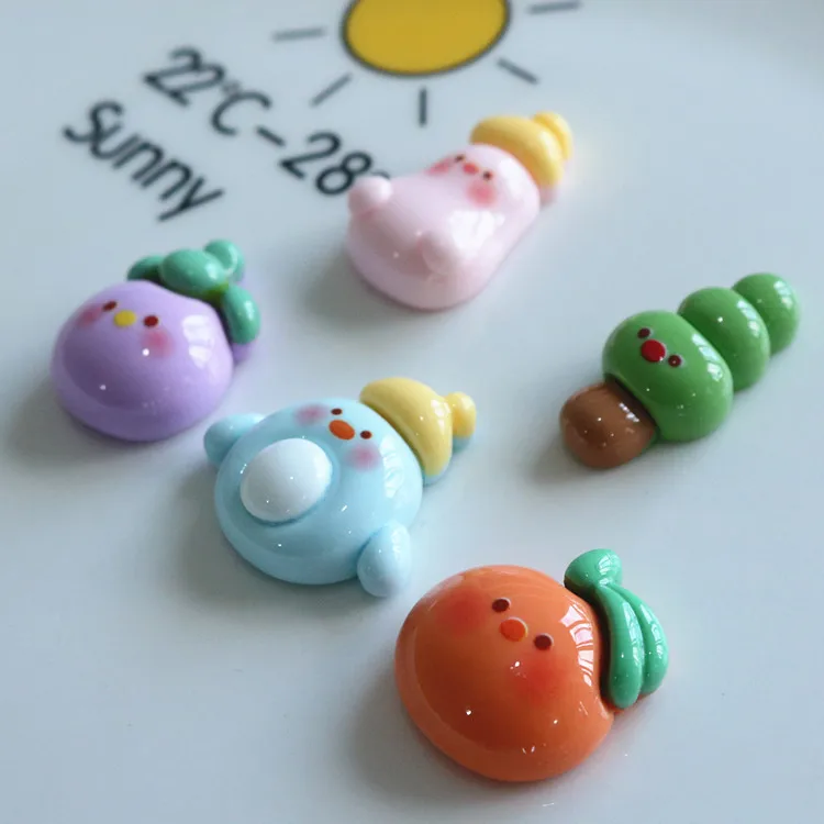 5pcs cute miniso series vegetable cartoon resin flatback cabochons diy crafts materials jewelry making charms