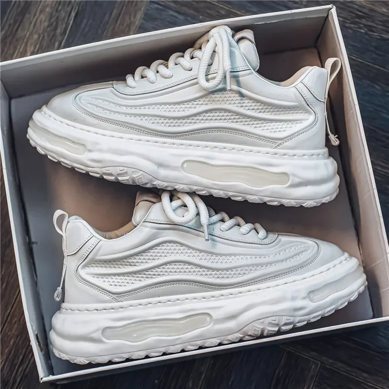 الربيع والخريف جديد فاخر الرجال أحذية رياضية كاجوال سميكة سوليد زيادة الراحة لينة سوليد احذية الجري Zapatos Para Hombres