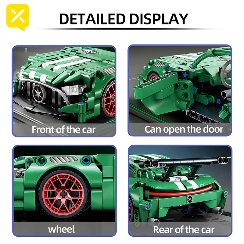 456 + قطعة سيارة سباق فائقة التقنية اللبنات نموذج المركبات 1:18 التراجع سيارات رياضية لعب للبنين الطوب هدايا عيد الميلاد #5
