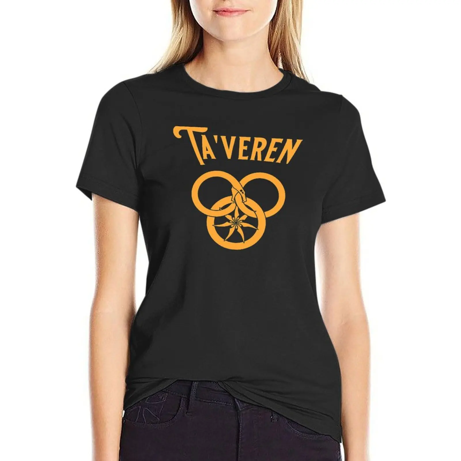 

Ta'veren, the wheel weaves (gold) T-Shirt hippie clothes customs aesthetic clothes T-shirt Women