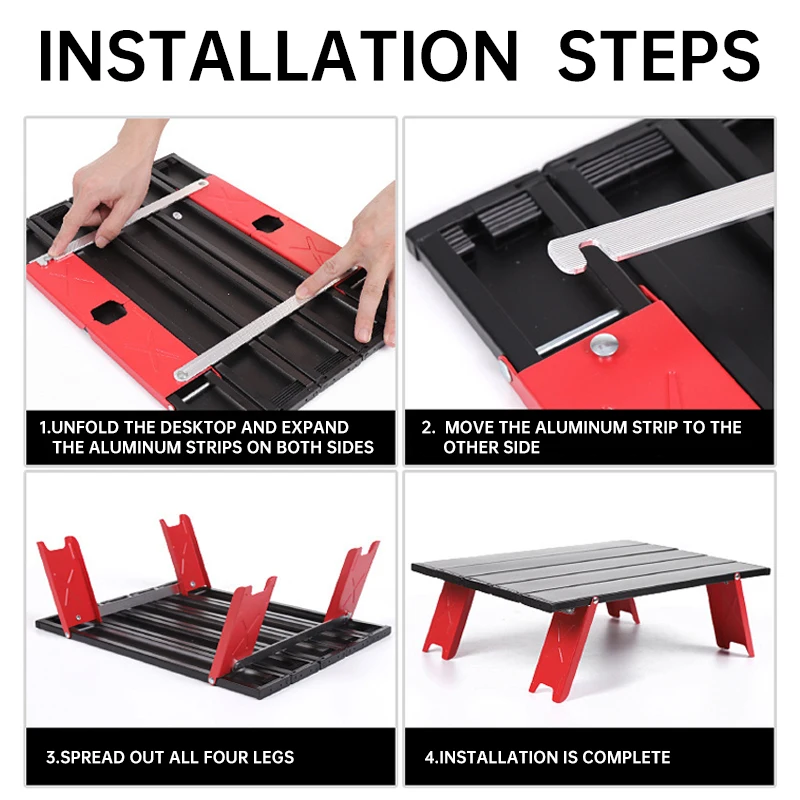 Mini camping table, ultra light aluminum alloy folding table, portable barbecue picnic table, travel backpack table