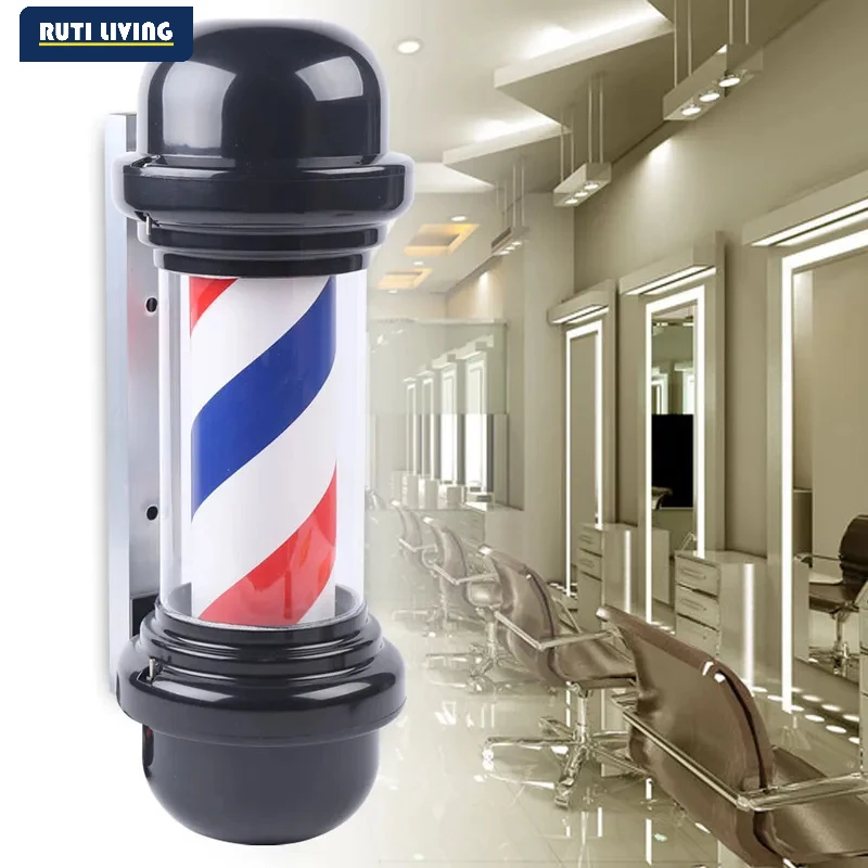 23.6 inch Barber Pole Light Easy Installation Sturdy Rotating Stripes Light Salon Sign for Indoor Hair Salon Outdoor Barbershop