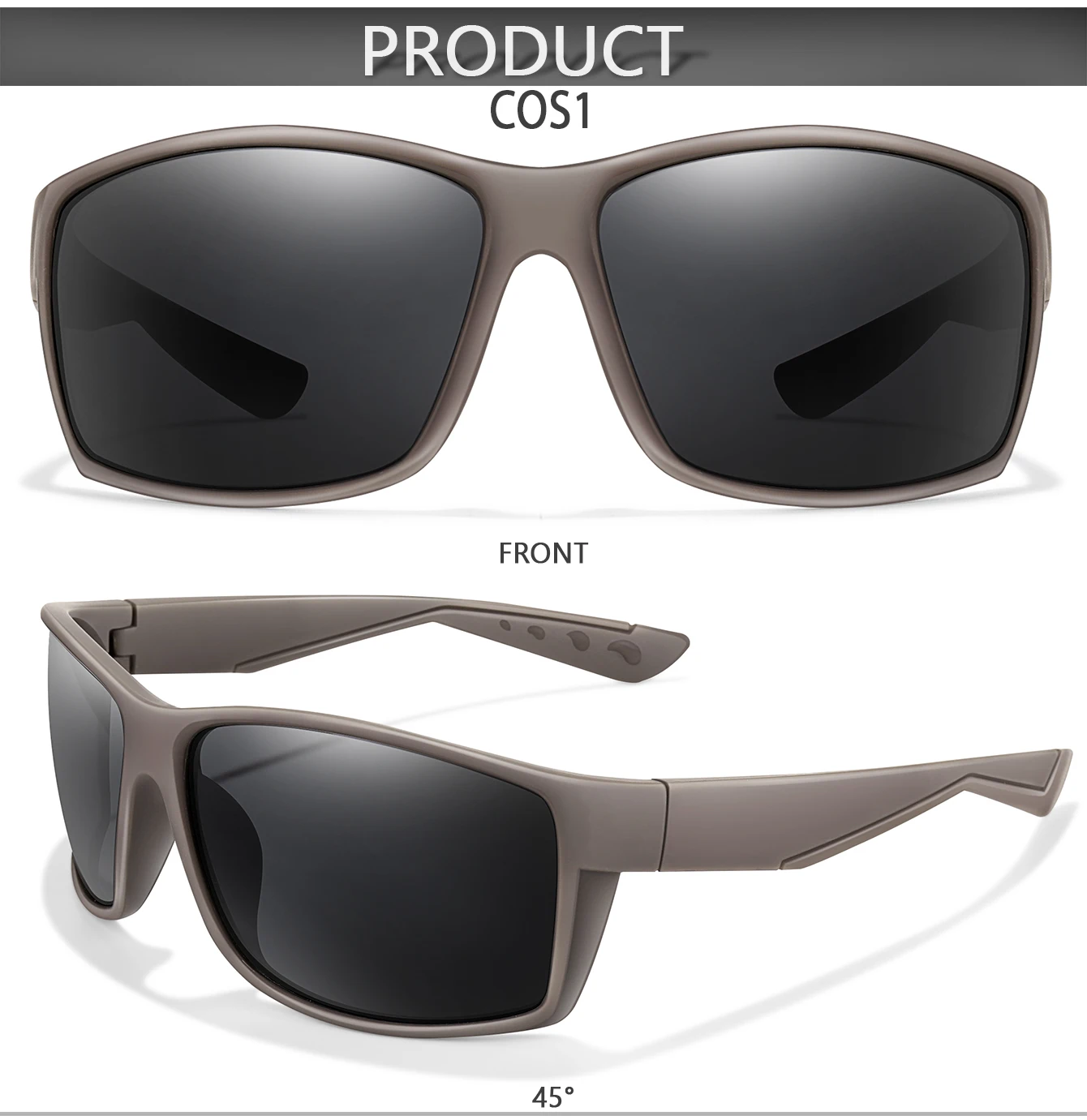 COOLMEN Unisex Polarisierte Sport-Sonnenbrille UV400-Schutz Leichter TR90-Rahmen Radfahren Fahren Sonnenbrille Rutschfest 611 – Detail 4