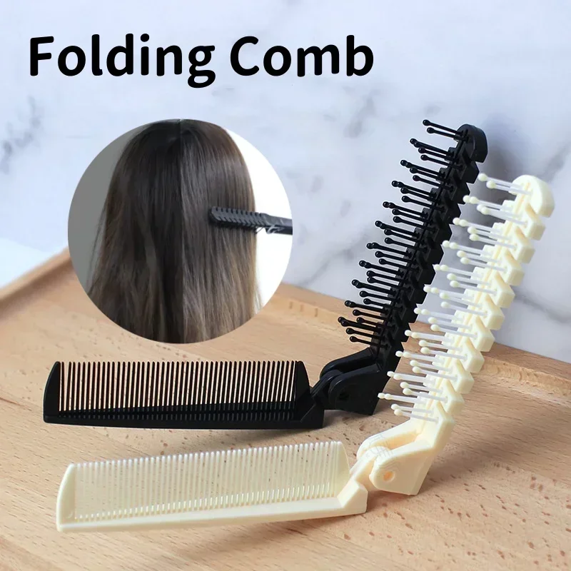 2 In 1 Double Headed Folding Hair Comb Portable Travel Hair Brush Compact Hair Comb Collapsible Pocket Brush Hairdressing Combs