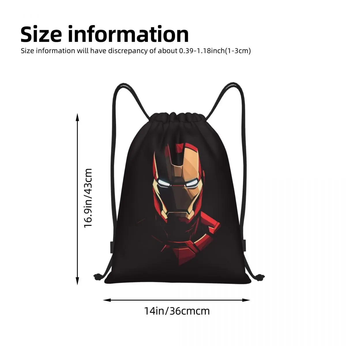 Custom Iron Man Drawstring Bag Men Women Lightweight Comics Animation Sports Gym Storage Backpack