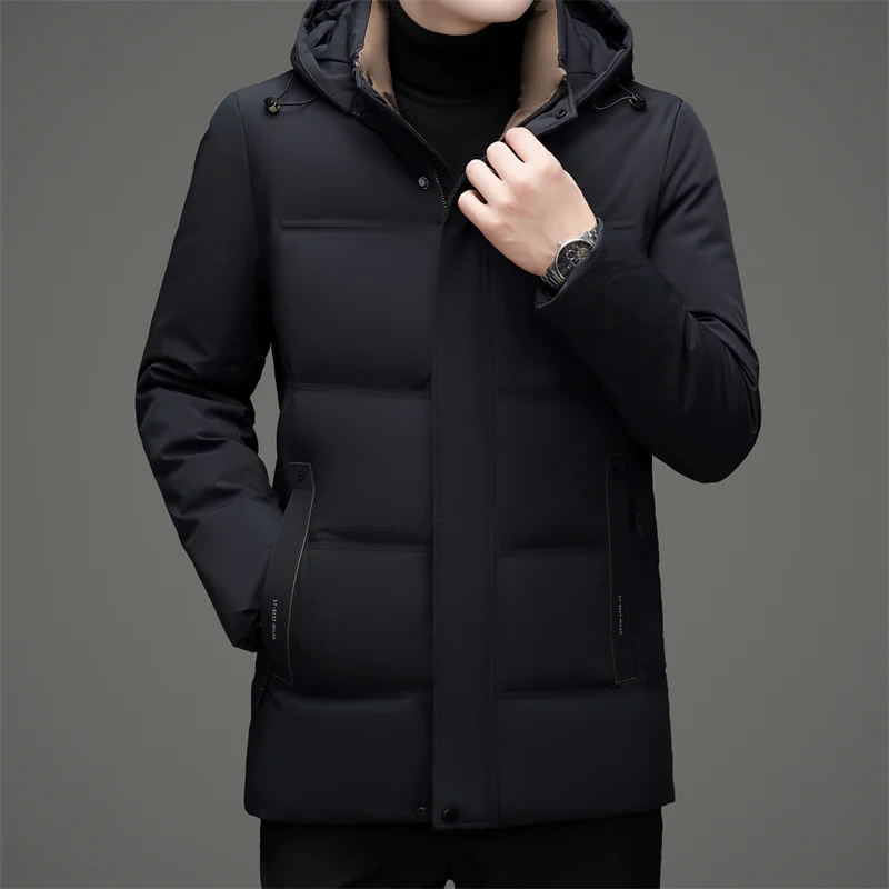 

Winter Men Cosy Warm Puffer Parkas Lightweight Thermal Basic Coat Hooded Overcoat Male Casual Daily Padded Outerwear Leisure