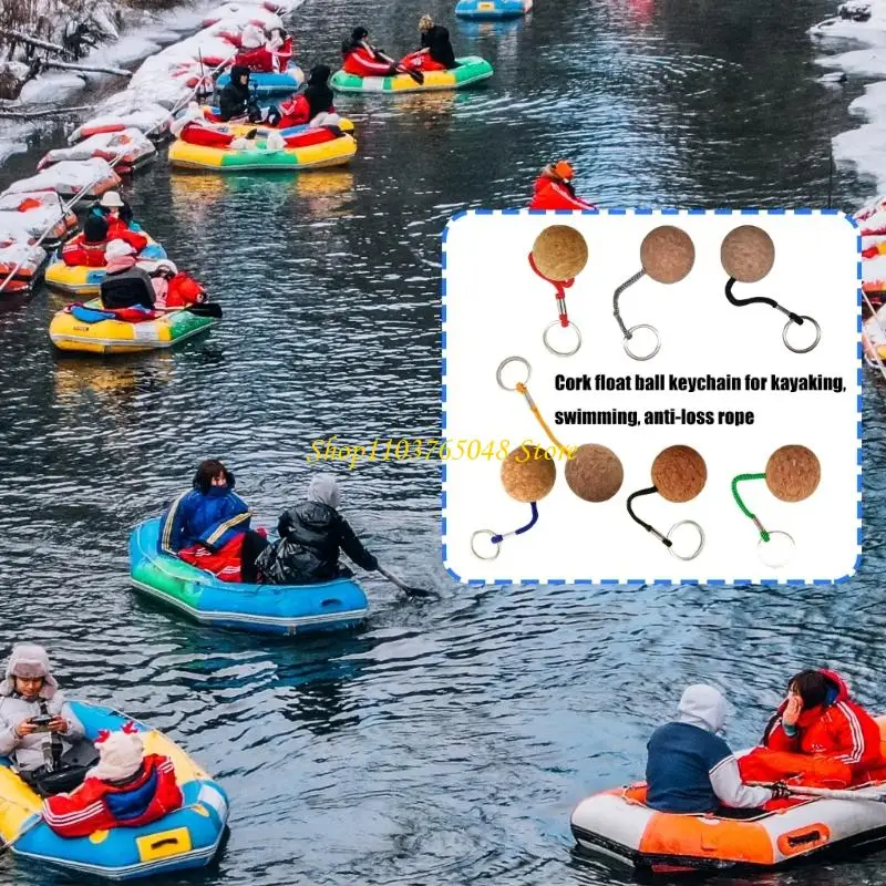 R53E Compacts 35mm Marine Keychains Floating Cork Ball Waterproofed Hardware for Canoeing Fishing Swimming