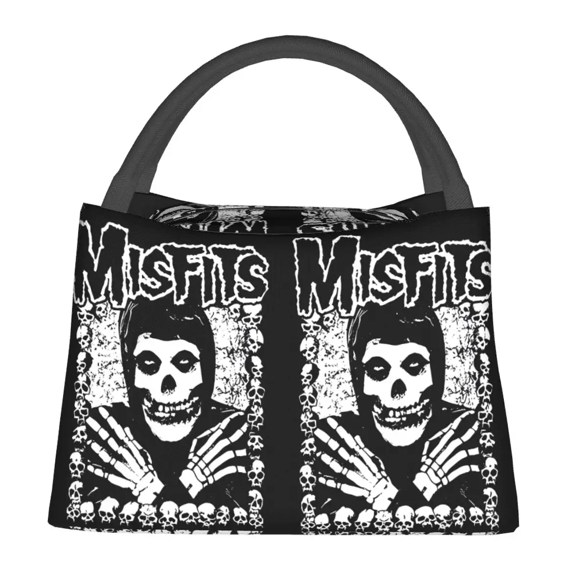 

The M-Misfits Lunch Bag Rock Skulls Print Portable Insulated Lunch Box Picnic Cooler Bag Casual Waterproof Tote Food Bags