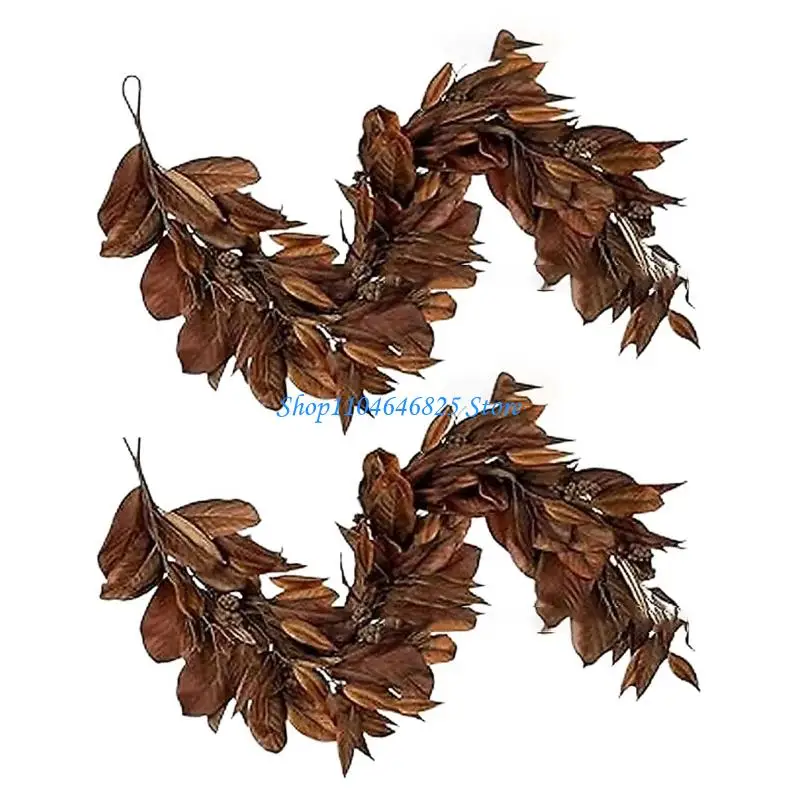 

Brown Leaf Swag, Realistic Leaf Swag, Artificial Fall Leaves Swag with Pinecones, Resistant & Waterproof Fall Decorations for
