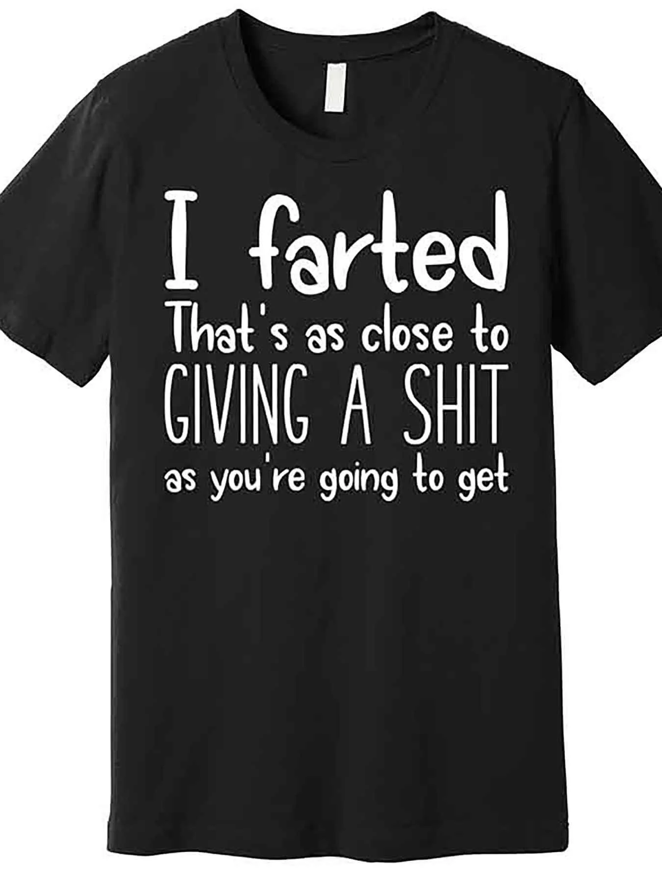 Men's Funny "I Fart" Pattern T-Shirt - Black Cotton Casual Crew Neck, Loose Version, Machine Washable, Humoro-